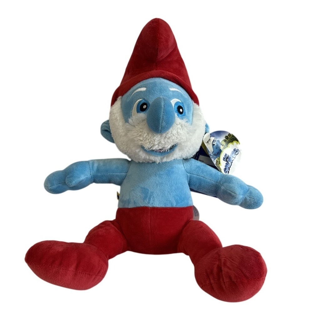 Build A Bear Papa Smurf Plush Blue Stuffed Toy Red Hat Beard 2011 Movie
